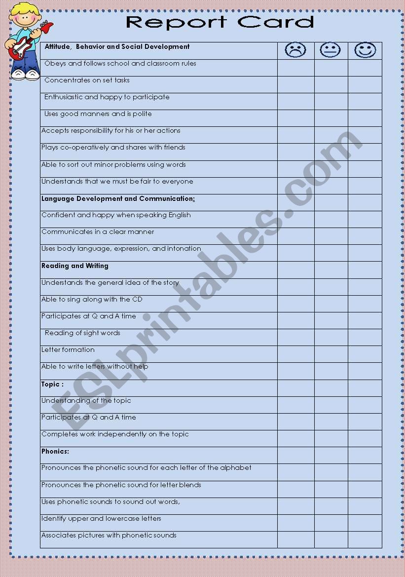 Report Card   Page 2  BOYS AND GIRLS