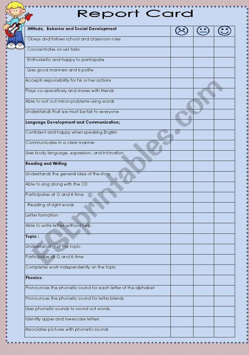 Report Card   Page 2  BOYS AND GIRLS