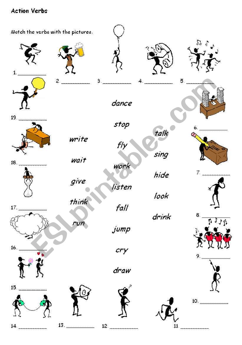 Action Verbs worksheet