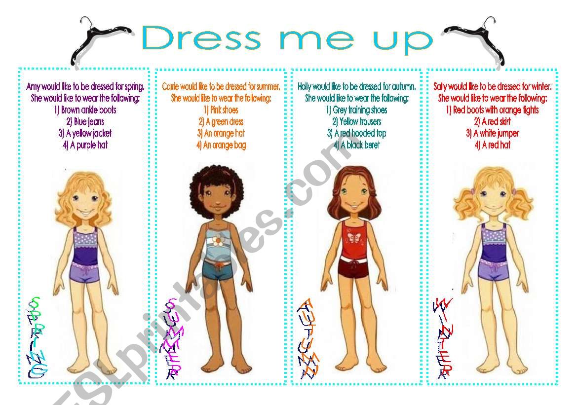 Dress me up worksheet