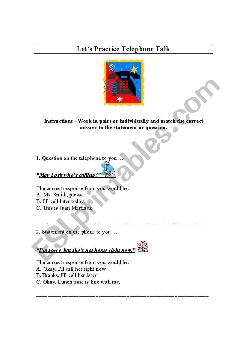 LetÂ´s Practice Telephone Talk - Building Student Confidence on the Phone