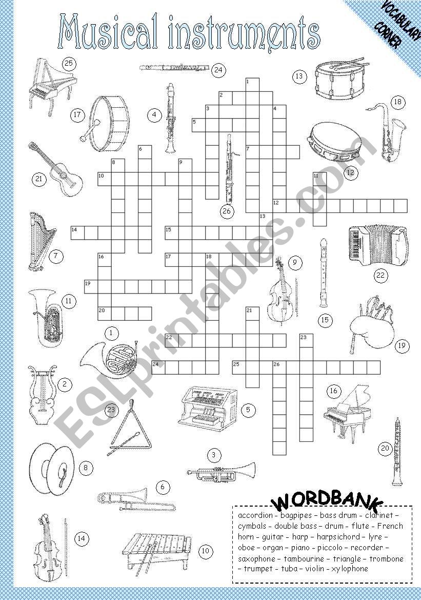 MUSICAL INSTRUMENTS - CROSSWORD