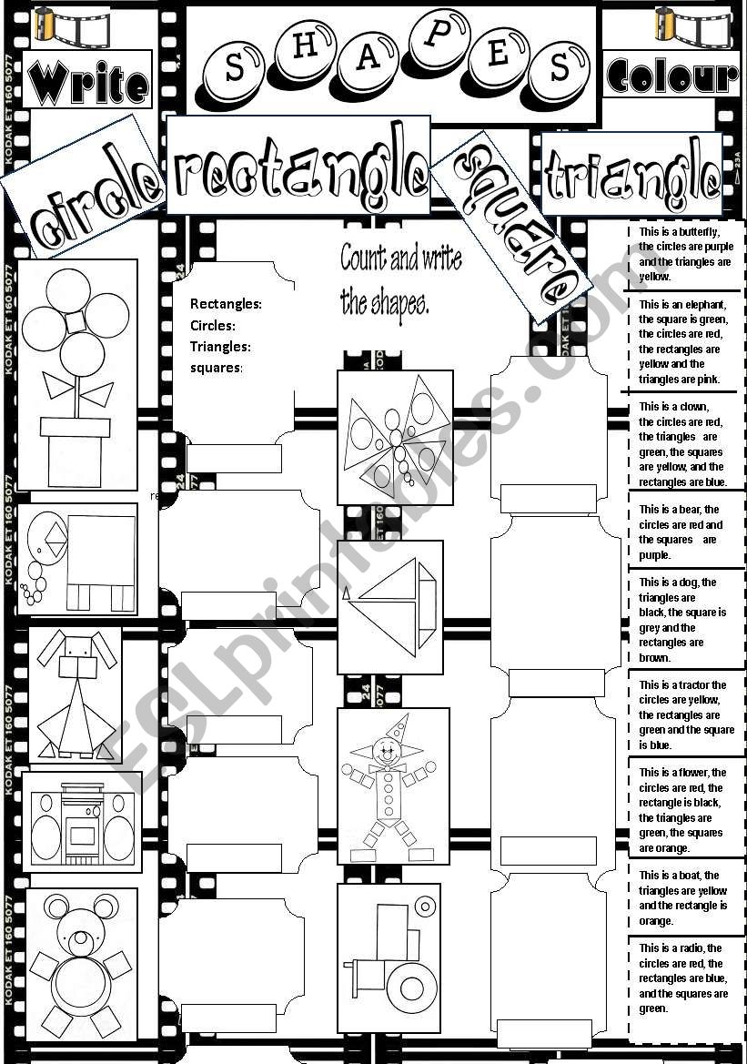 SHAPES AND COLOURS worksheet