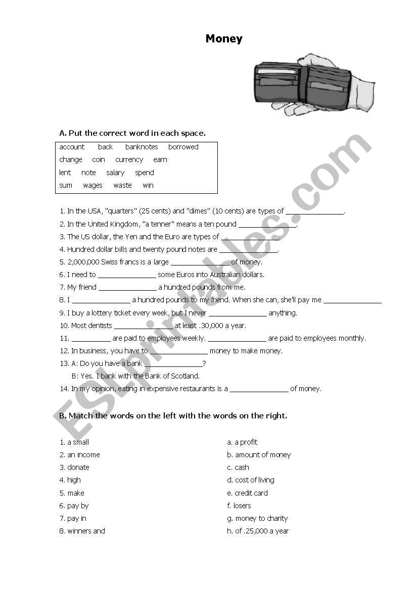 Money worksheet