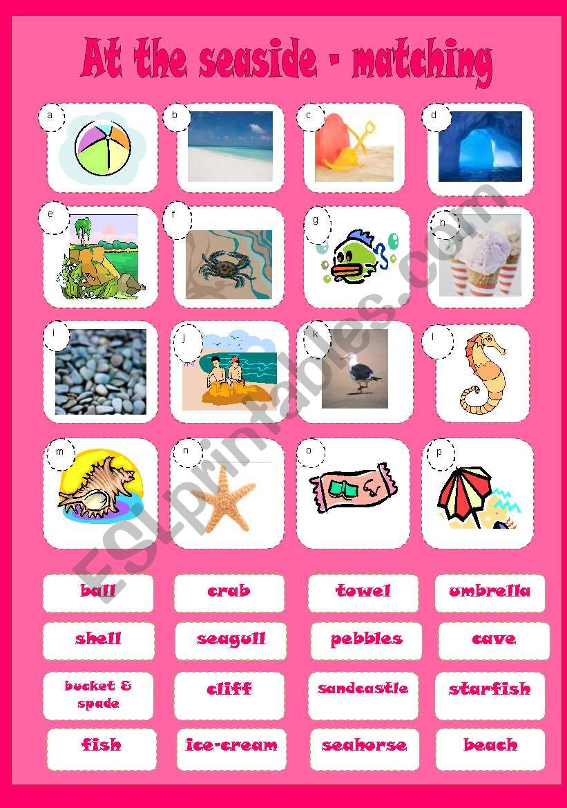 AT THE SEASIDE - matching worksheet