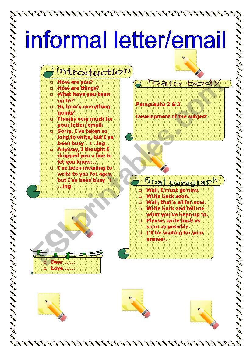 informal letter email worksheet