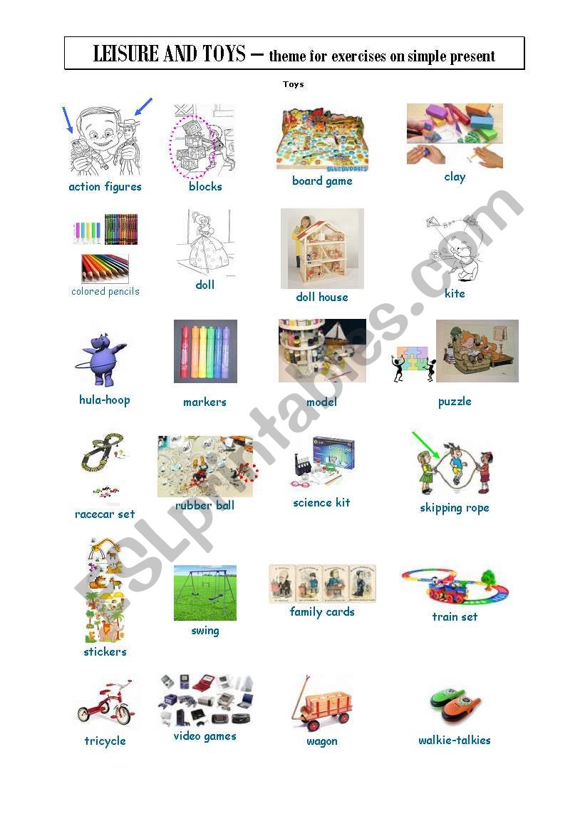 exercises on simple present around the toy theme