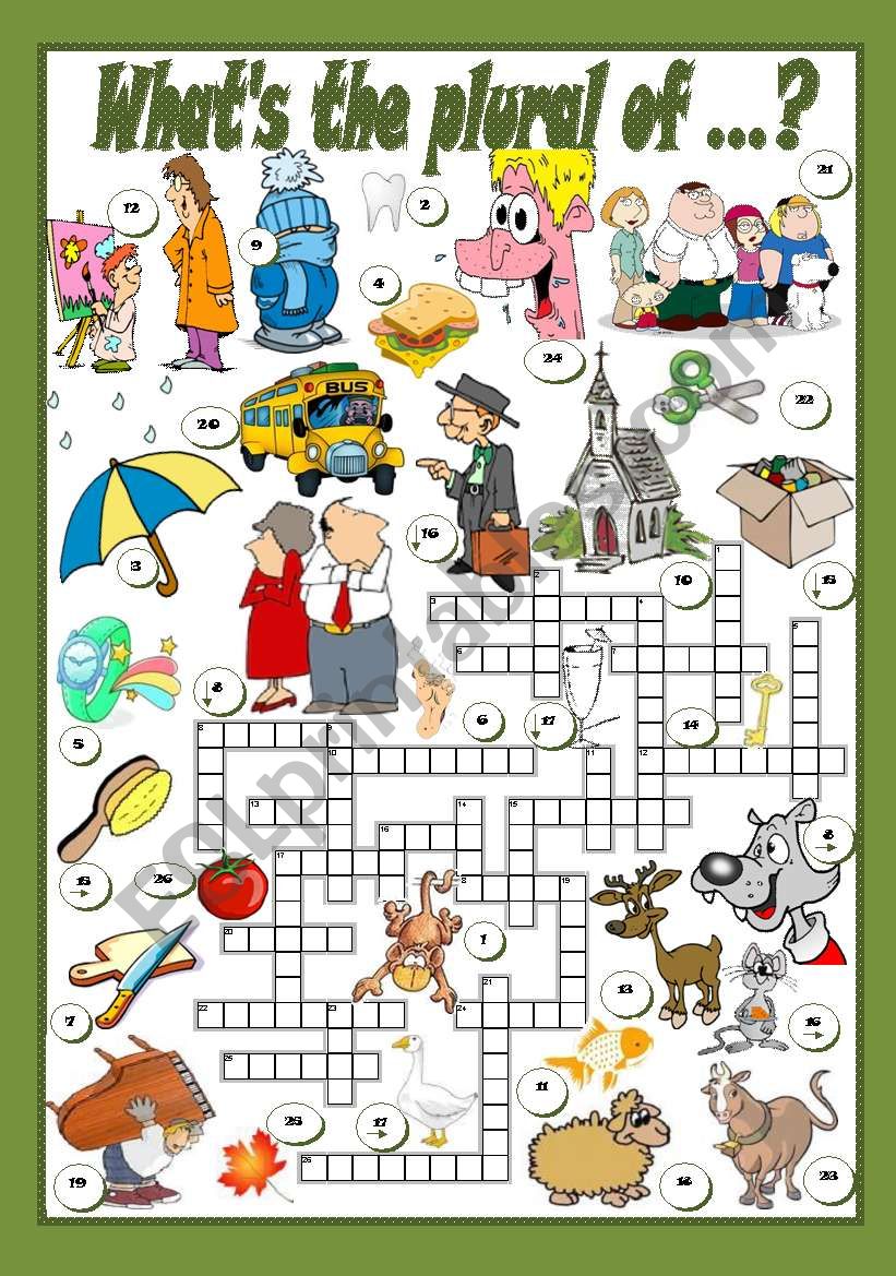 WHATÂ´S THE PLURAL OF...? (Crossword)