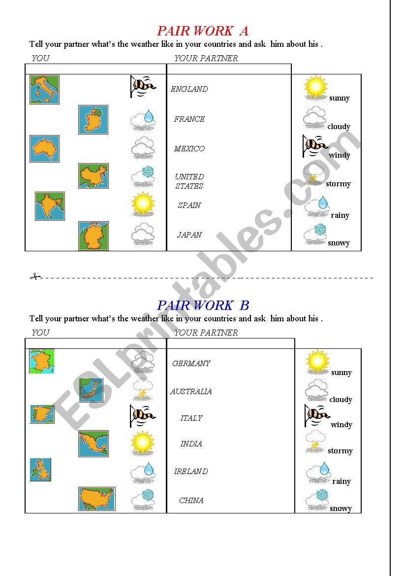 WEATHER PAIR WORK worksheet