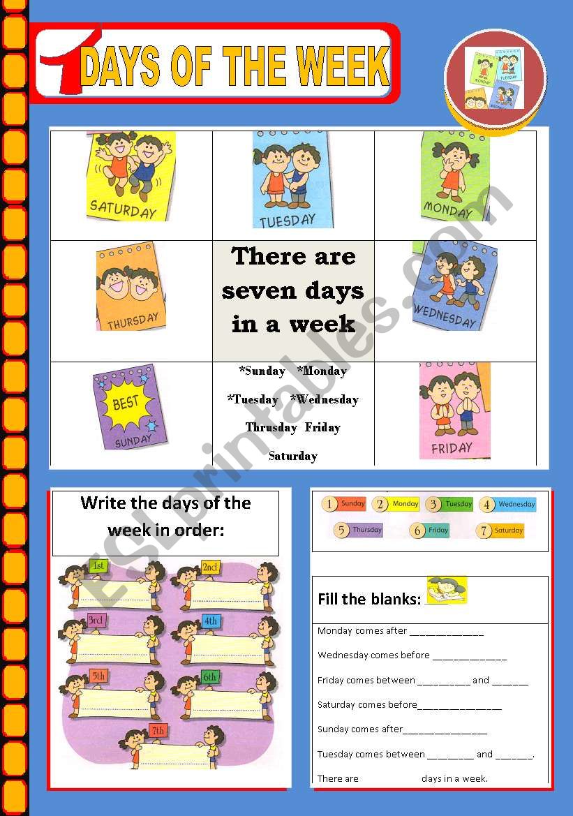 DAYS OF THE WEEK worksheet