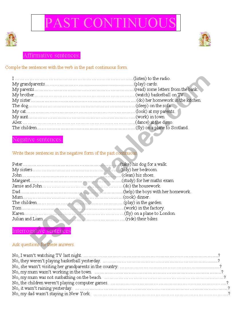 PAST CONTINUOUS worksheet