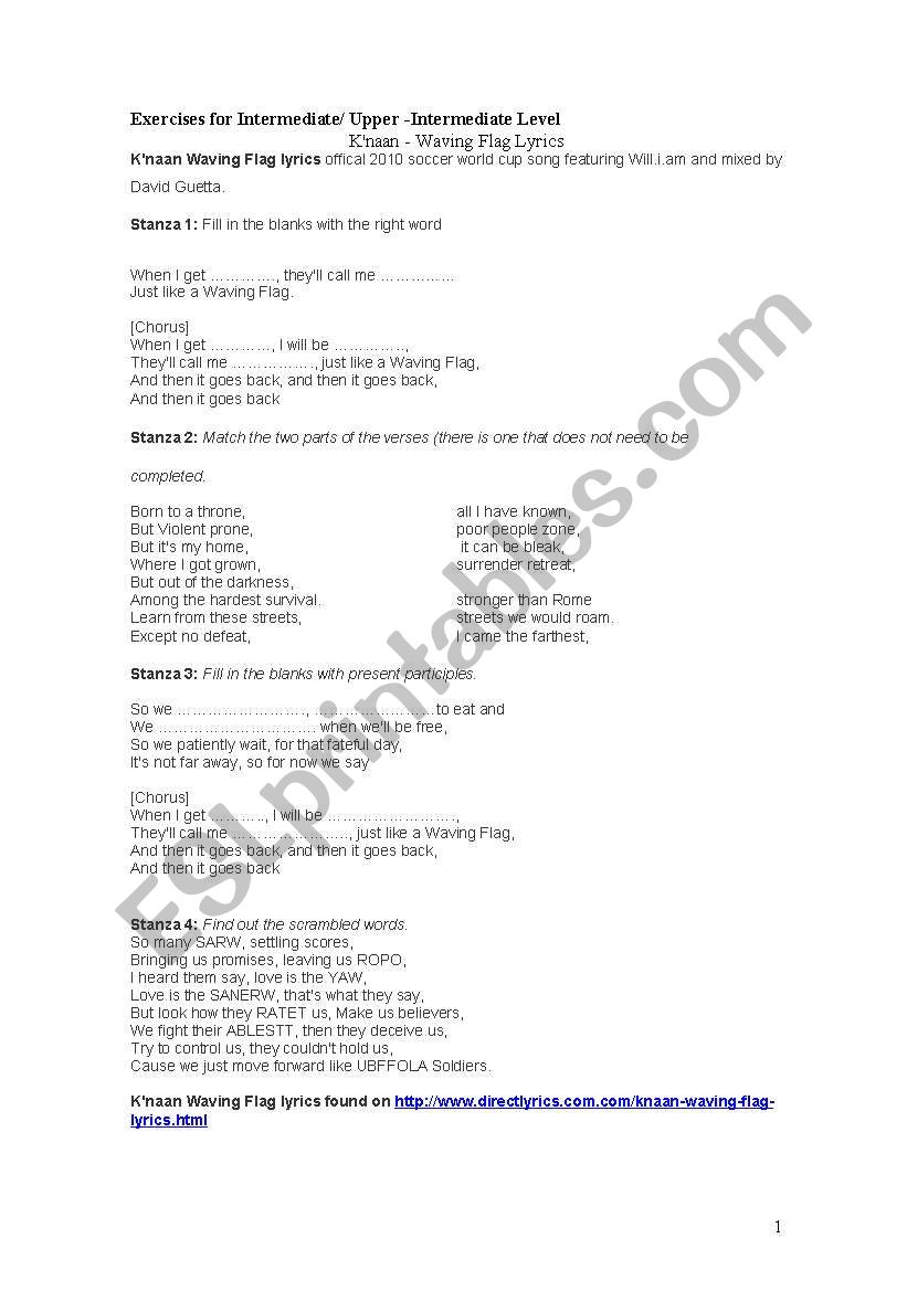 Waving Flag Listening/Speaking Exercises