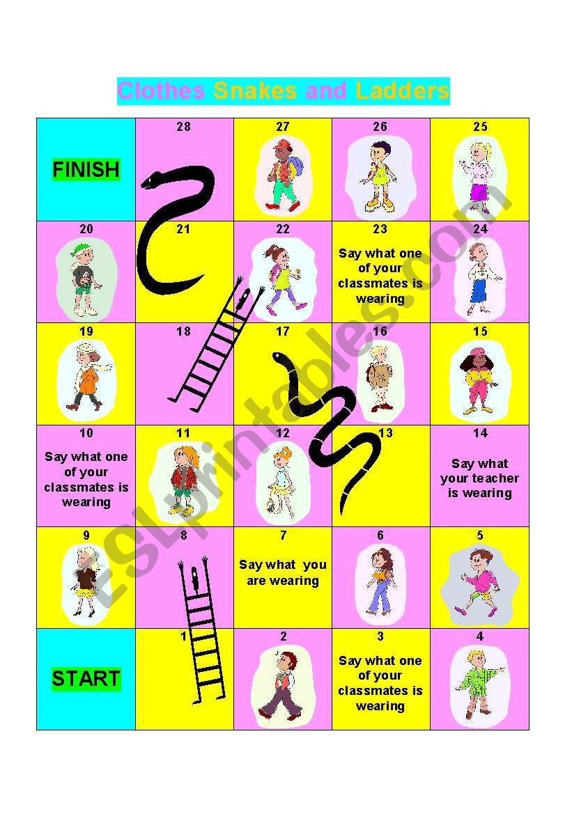 CLOTHES SNAKES AND LADDERS worksheet