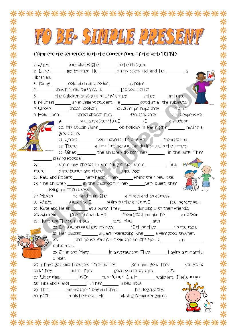 TO BE-SIMPLE PRESENT worksheet