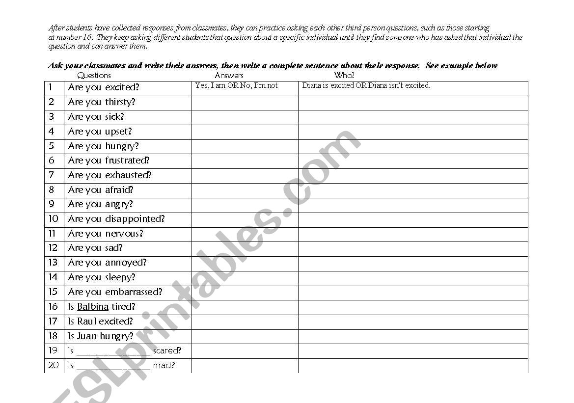 To Be:  Questions and short answers speaking exercise