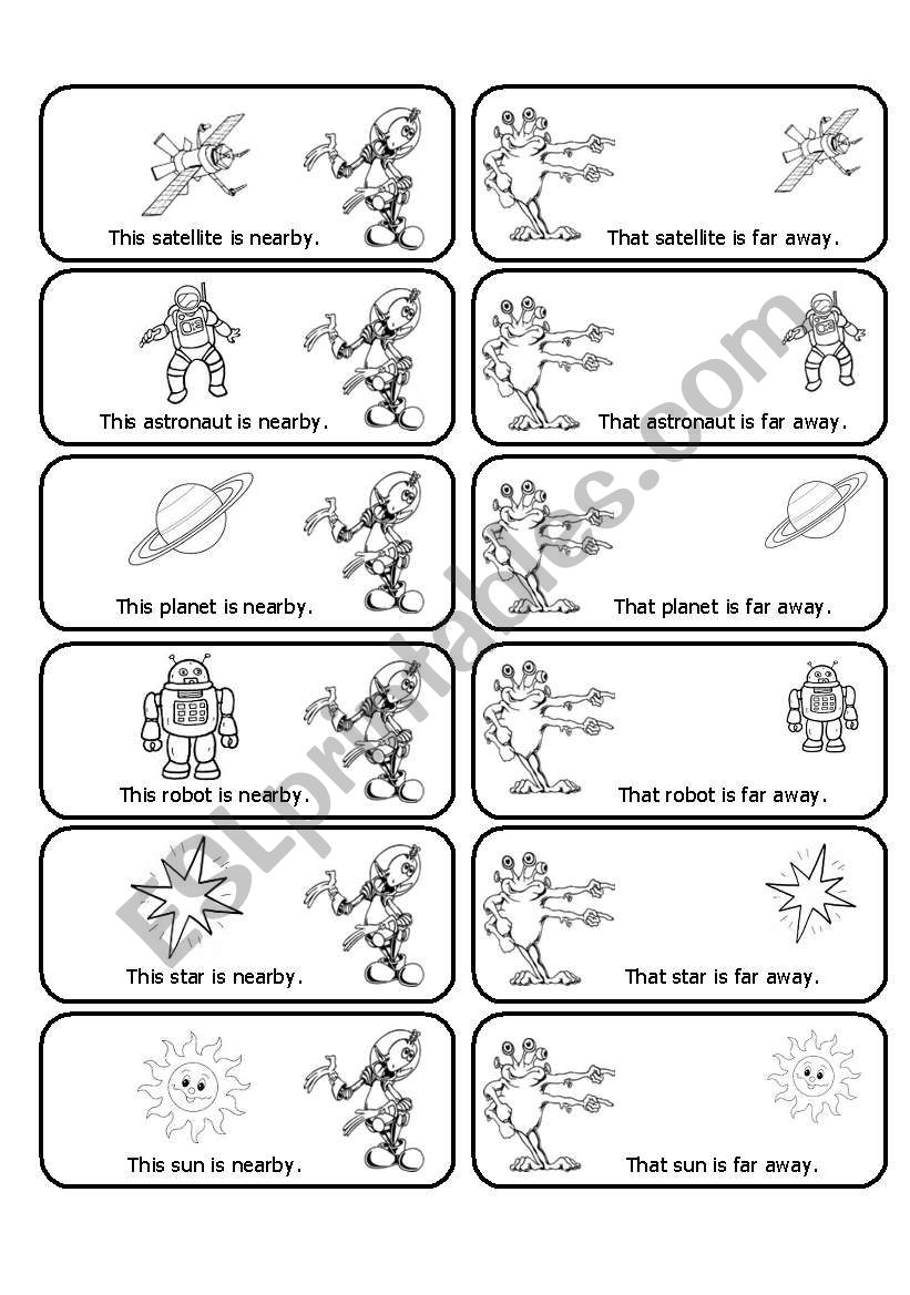 This That These And Those Cards With Aliens And Space Objects