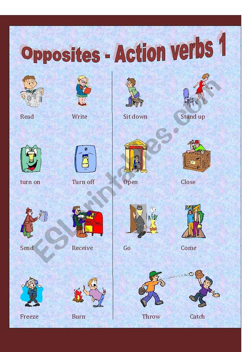 Action Verbs - Opposites (1 of 3)