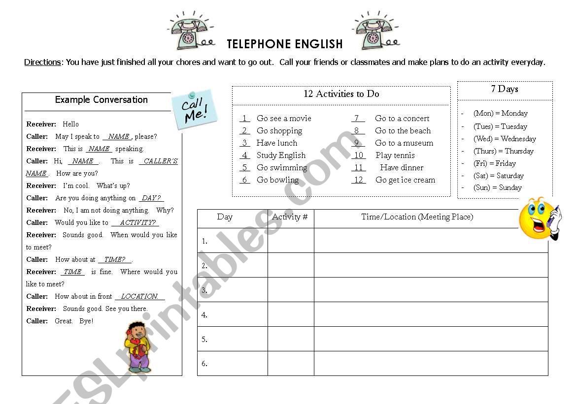 Invitation worksheet