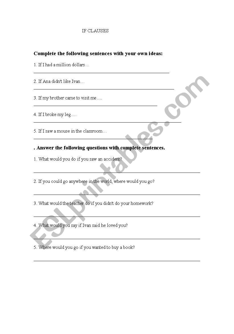 if clauses worksheet