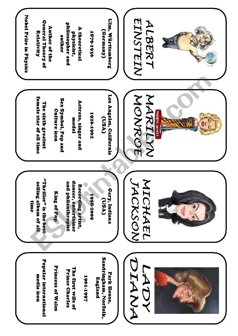 Famous people speaking cards (was,were) part 1