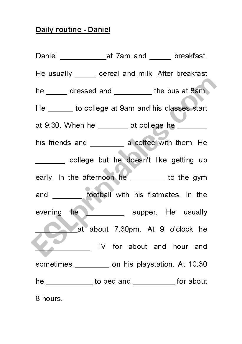 Daily Routine worksheet