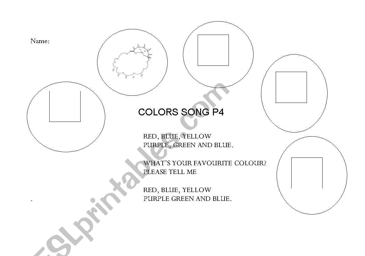 colors song worksheet