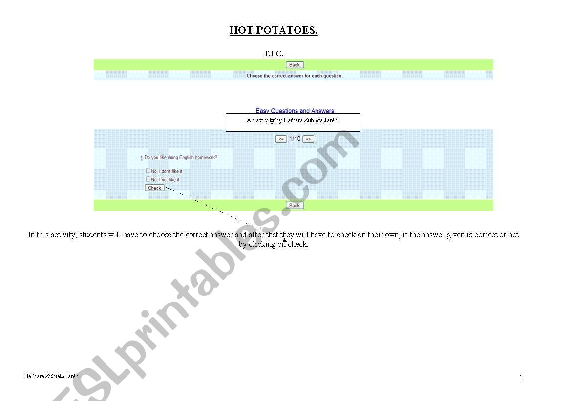 Hot Potatoes worksheet