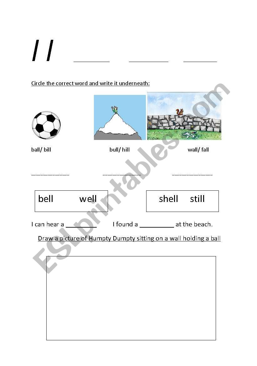 ll consonant blend worksheet worksheet