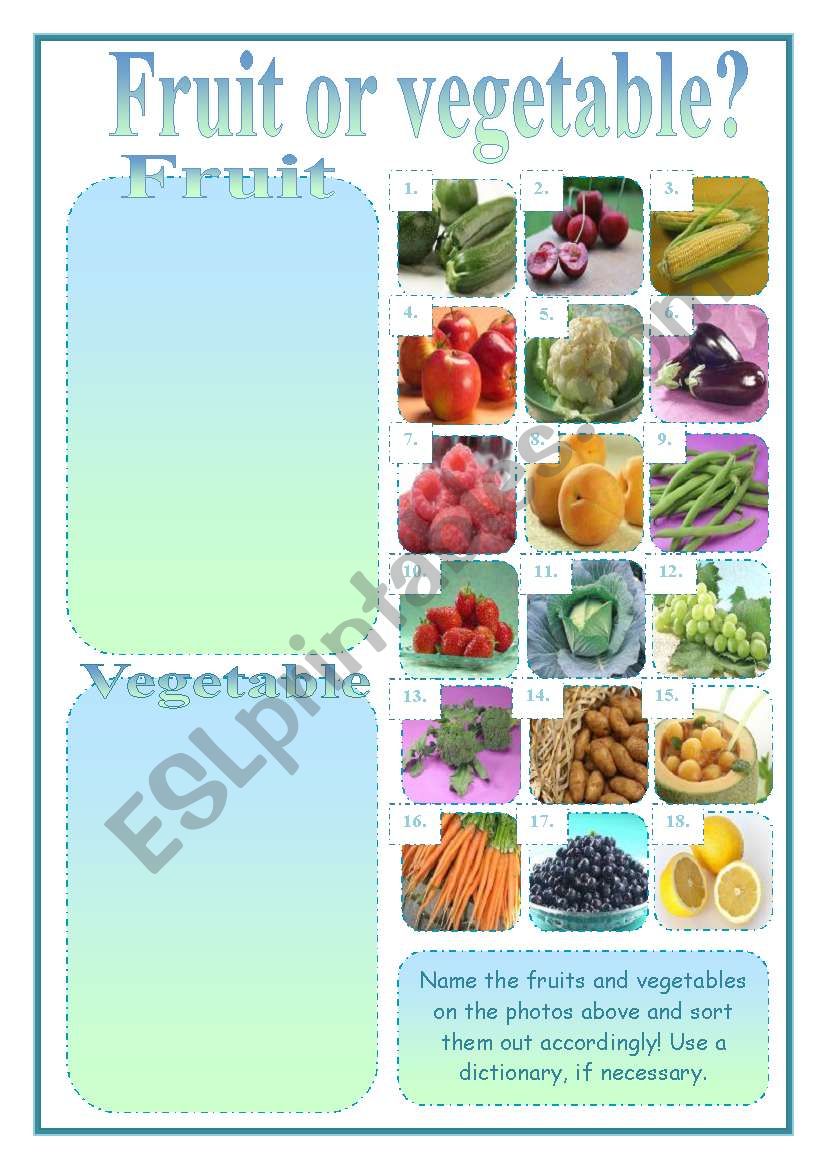 FRUIT OR VEGETABLE? worksheet