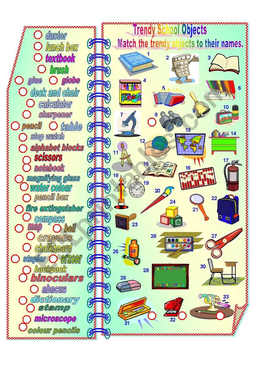 Trendy School Objects**fully editable with answer key