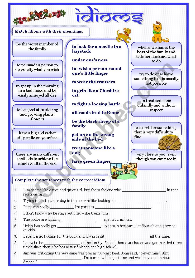 idioms 6 worksheet