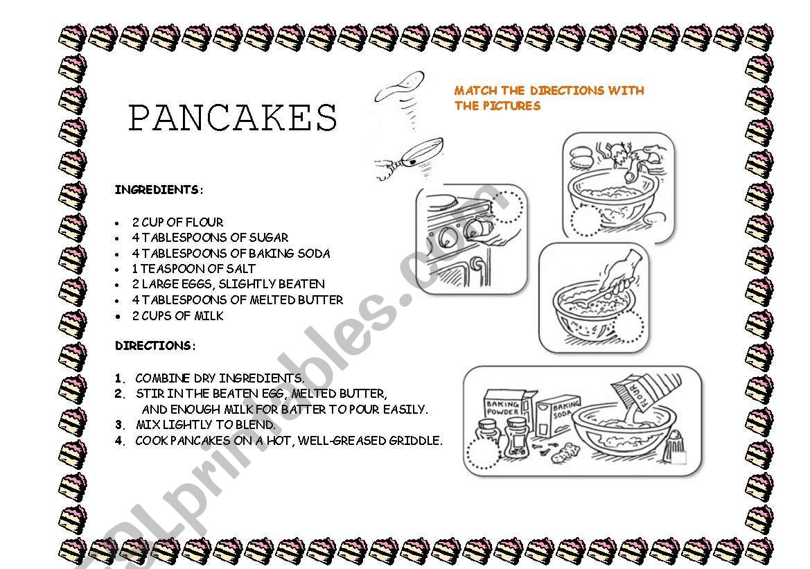 Pancakes for cooking class worksheet