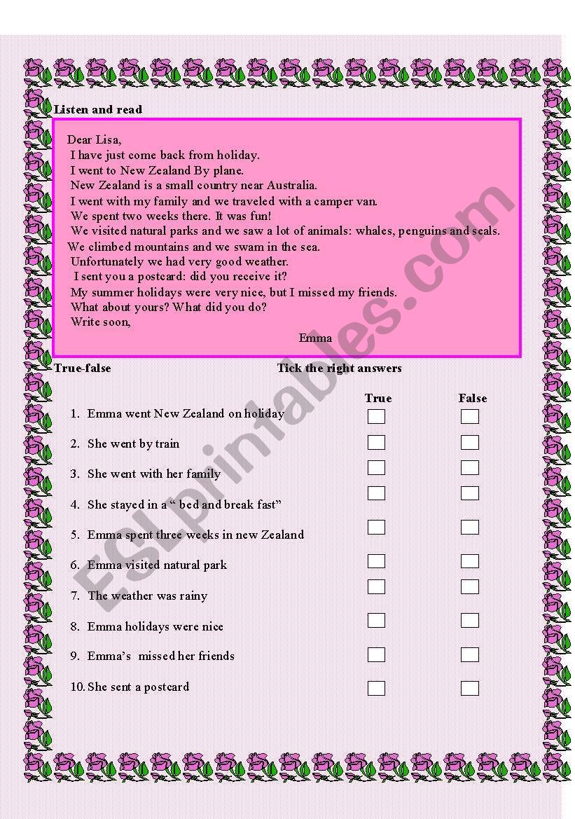 Reading comprehensio worksheet