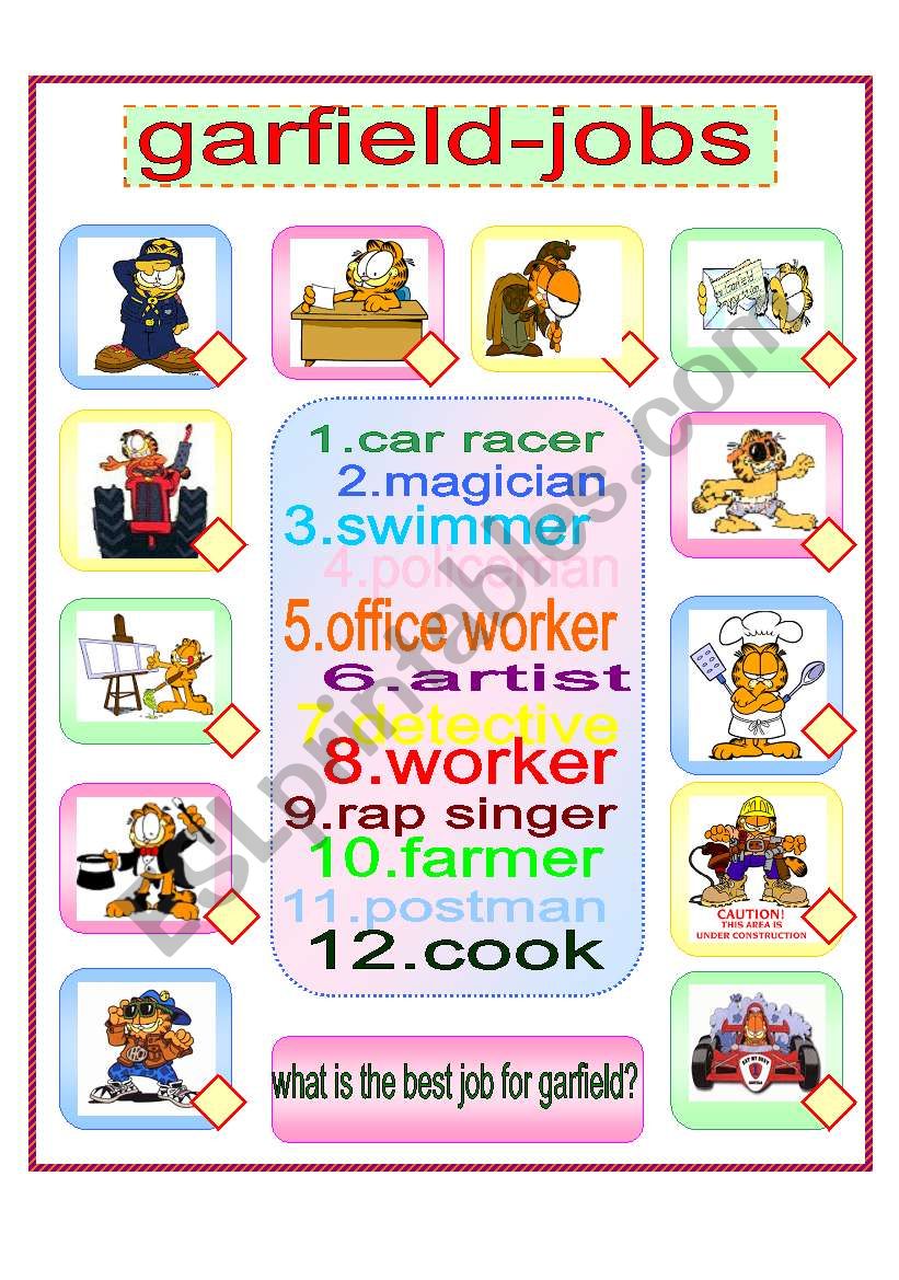 garfield jobs worksheet