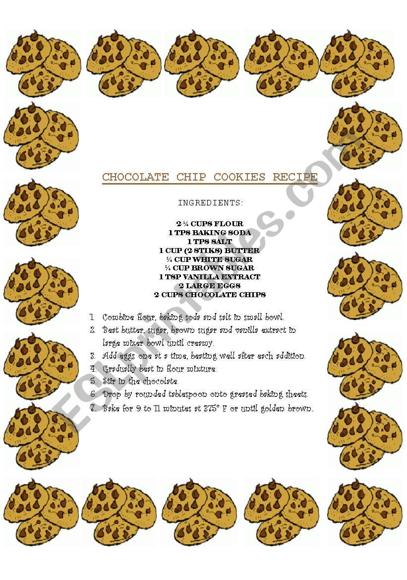 Chocolat chips recipe cooking class