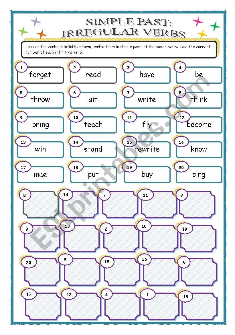 GAME - IRREGULAR VERBS worksheet