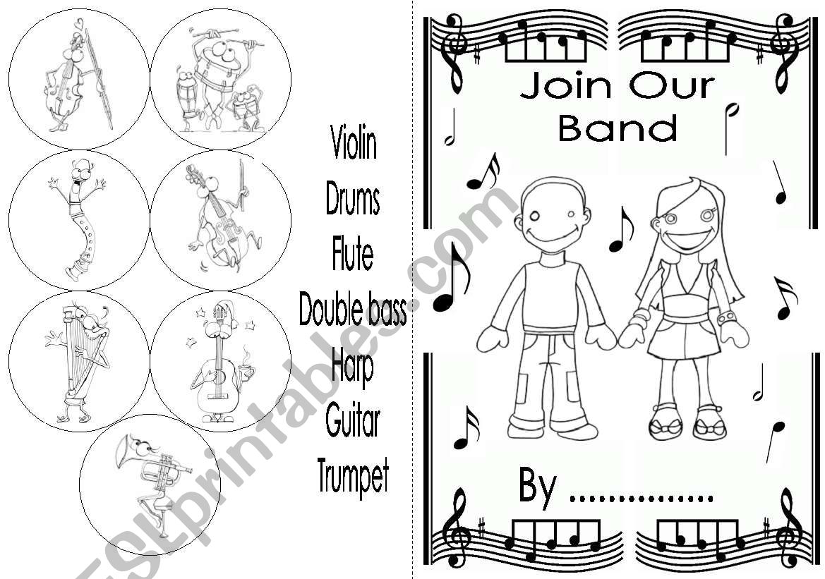 Join Our Band (mini book) worksheet