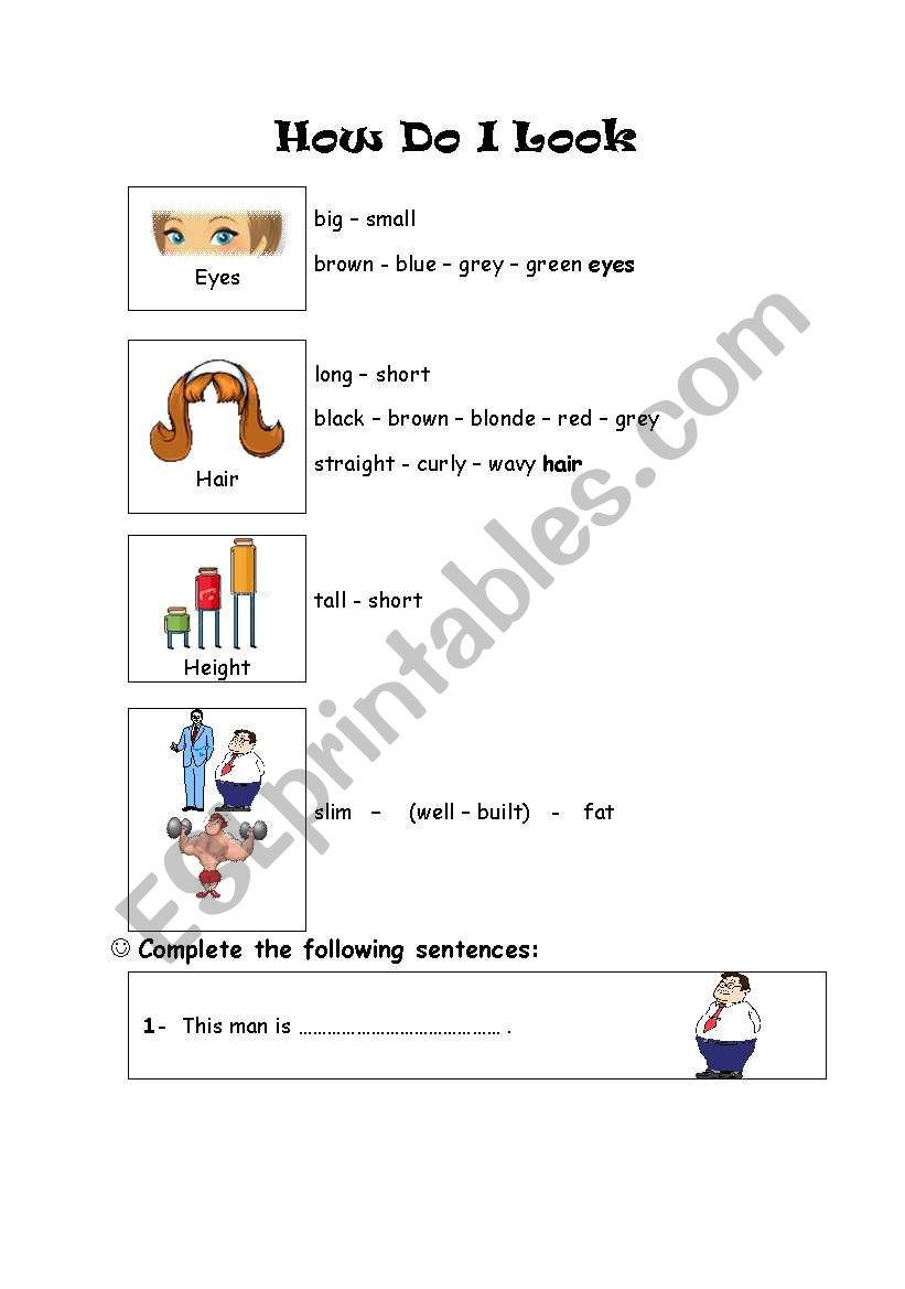 How Do I Look ? worksheet