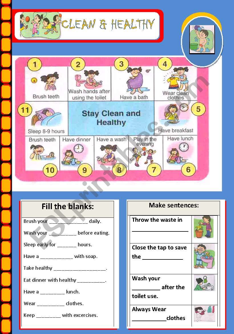 CLEAN  AND HEALTHY worksheet