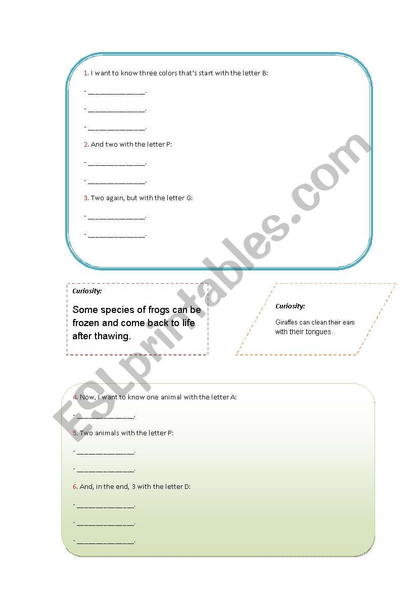 Numbers and Animals worksheet