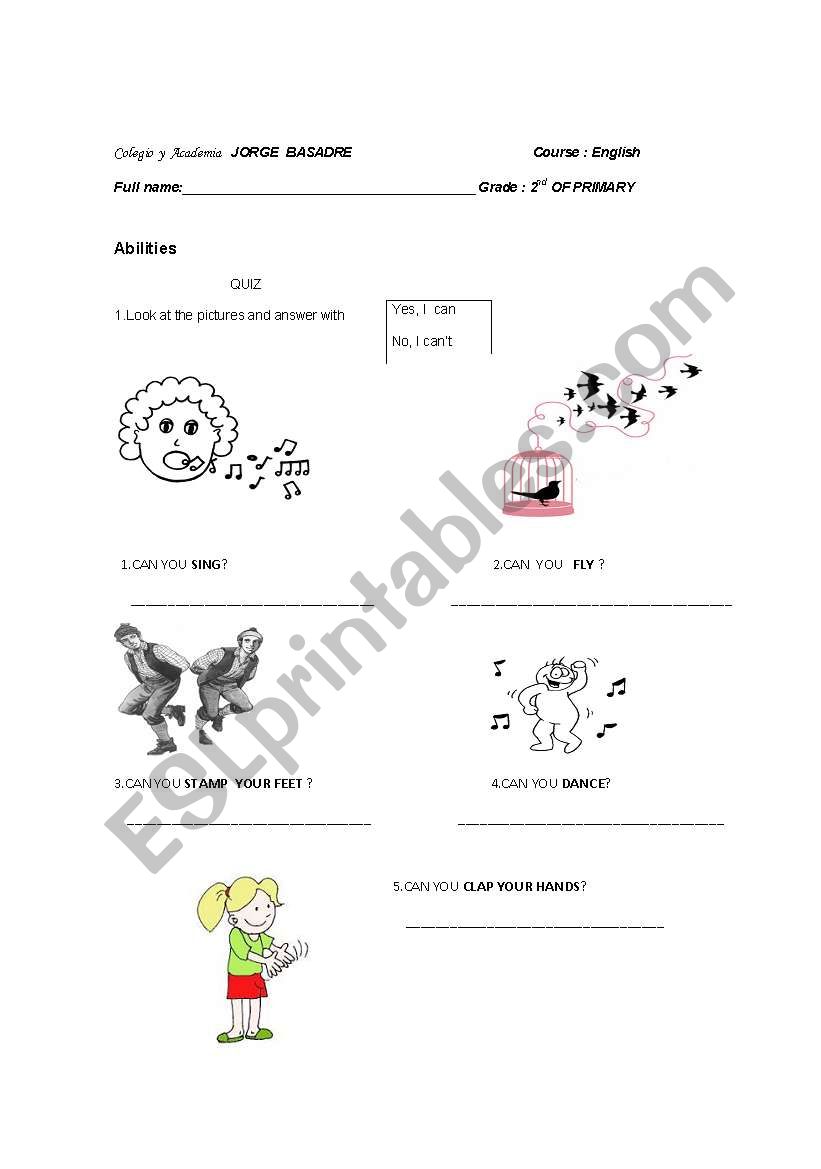 abilities worksheet