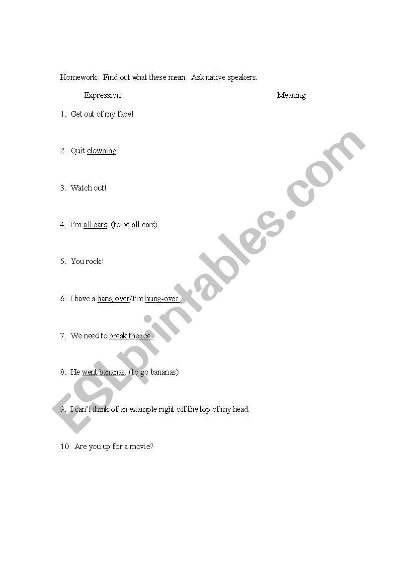 American Slang 1 worksheet