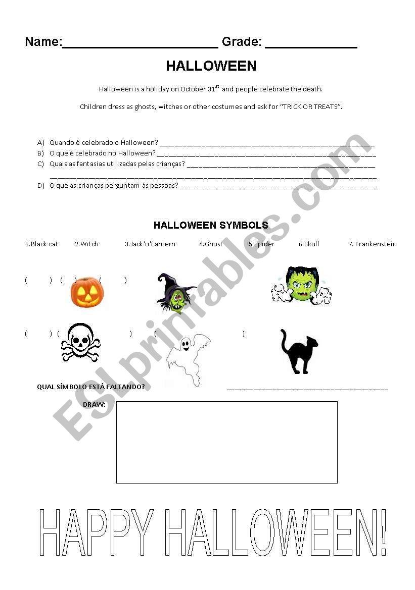 Halloween symbols worksheet