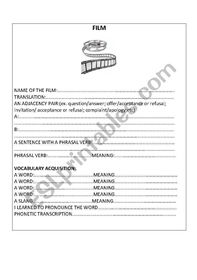 Films&Songs worksheet