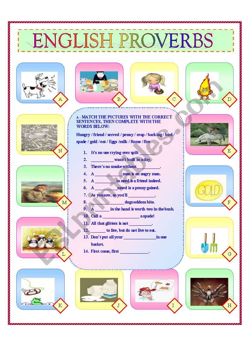 ENGLISH PROVERBS worksheet