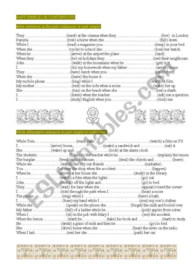 PAST SIMPLE OR CONTINUOUS worksheet