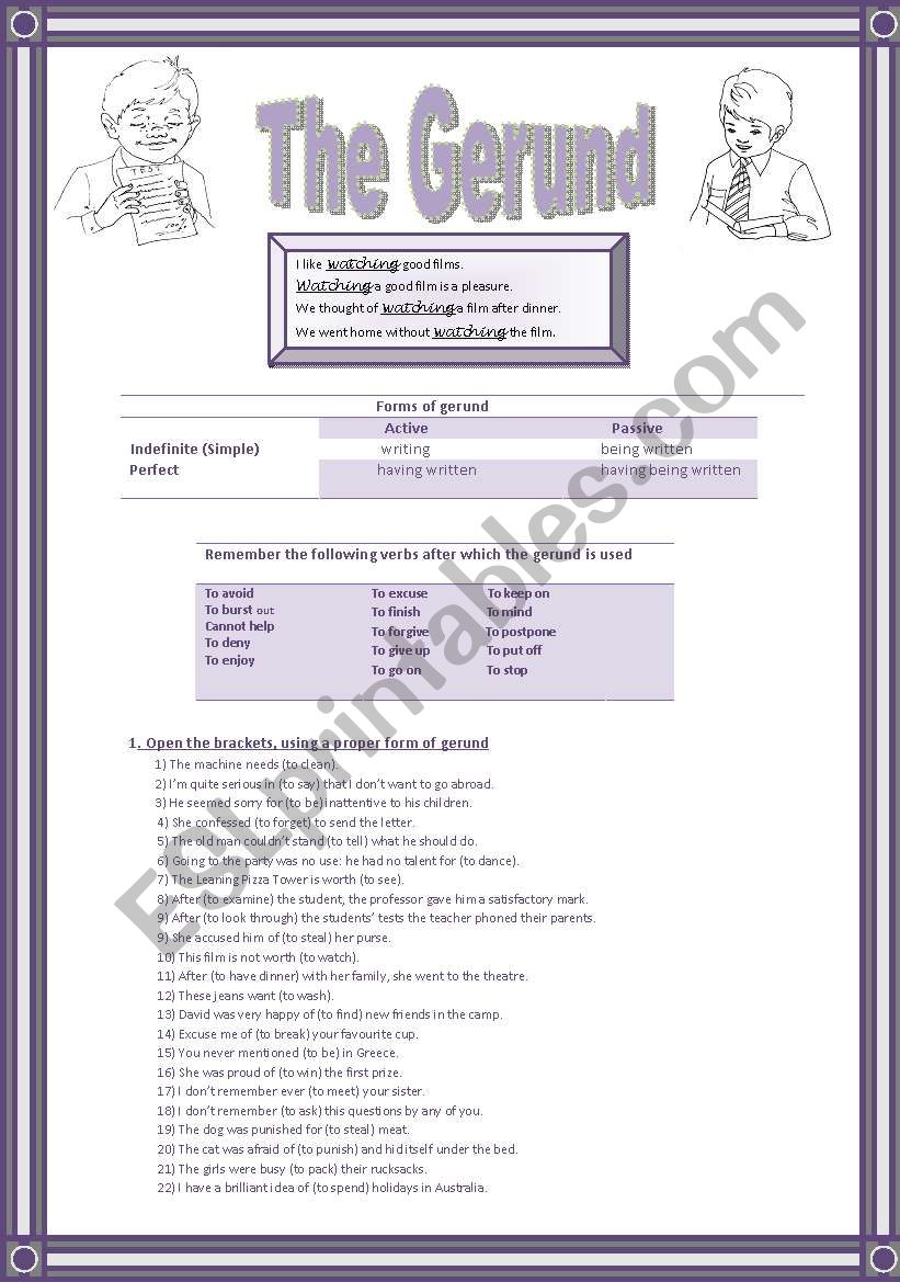 The Gerund worksheet