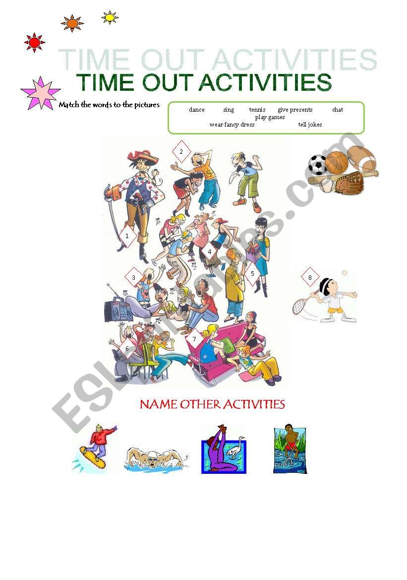 TIME OUT ACTIVITIES worksheet