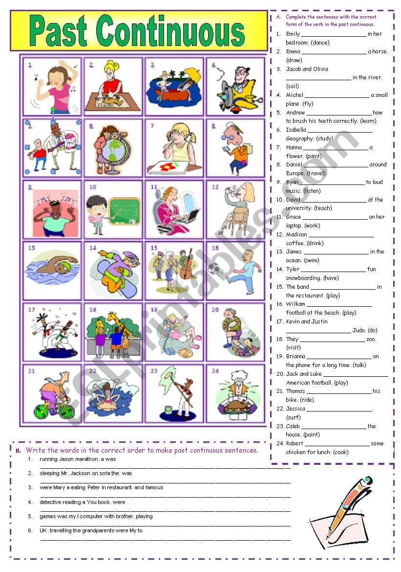 Past Continuous + Answer Key worksheet