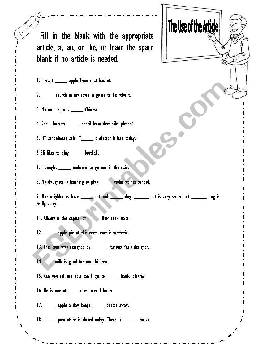 The use of the Article worksheet